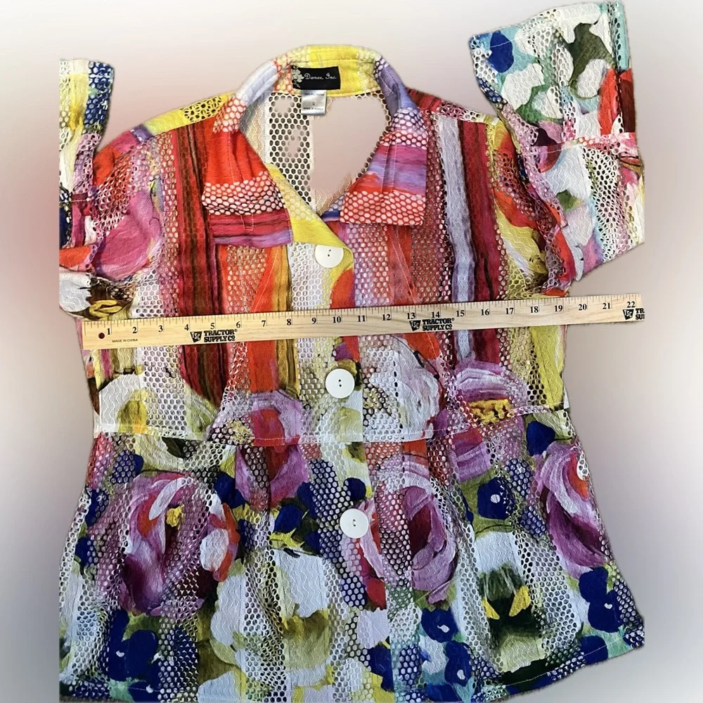 Damee Textured Printed Mesh Blouse Jacket size S - Picture 11 of 16